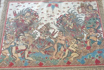 Pintura Bali Kamasan Rey demonio Ravana secuestra a Sita, la esposa del príncipe Rama Foto 1 de 4
