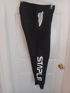 staple pigeon Black Paint  Design sweatpants Missing Drawstring Zip Ankle Wear - Picture 1 of 19