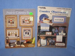 Cross Stitch Prairie Country - Two Country Observation Leisure Arts Amish Towels - Picture 1 of 5