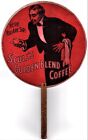 c1920 ad hand fan for Scull's Golden Blend Coffee - probably silk screened