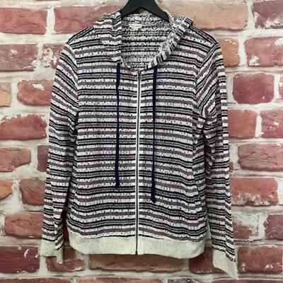 Anthropologie Hem & Thread Jacket Womens Large Multicolor Striped Lace Zip Up - Изображение 1 из 4