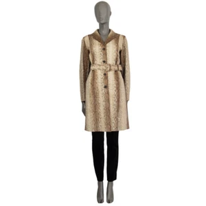 60090 auth PRADA beige SNAKESKIN leather Belted Trench Coat Jacket 42 M - Picture 1 of 6