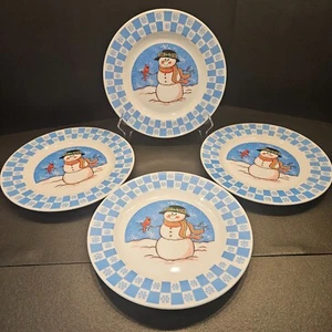 (4) Vintage GEI Design Christmas Snowman Holiday Plates. (#376) - Picture 1 of 6