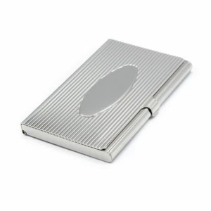 Schlank silber rechteckig Visitenkartenhalter ovale gravierbare Platte - Bild 1 von 3