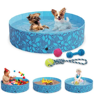 Hundepool Planschbecken Faltbar Blau Baby Swimmingpool Bad Schwimmbecken - Bild 1 von 24
