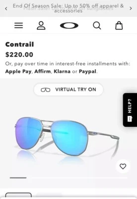 RARE DEAL OAKLEY  CONTRAIL SATIN CHROME PRIZM SAPPHIRE SHADES - 004147 - 0357 - Image 1 of 4