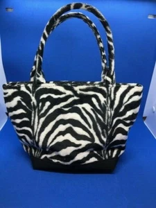Talbots Kids Girls Plush Zebra Handbag Tote  Purse Bag  10" x 6.5" x 4.5" Zipper - Picture 1 of 9