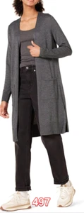 Amazon Essentials Women's Lightweight Longer Length Cardigan Sweater Charcoal XS - Picture 1 of 7