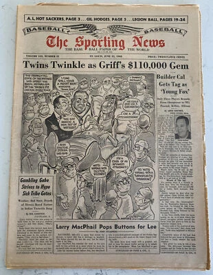 The Sporting News 15 de junio de 1963 Minnesota Twins, Griffith, Ford, Mays (B136) Foto 1 de 4