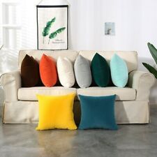 2 X Throw Pillowcase Velvet Cover Solid Square Soft for Couch Bed Sofa