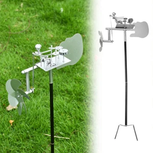 Metal Drummer Windmill, Wind-Powered Kinetic Sculpture for Yard Garden Silver - Picture 1 of 12