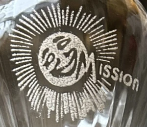 VINTAGE MISSION SODA BEVERAGES ADVERTISING FROSTED STEM DRINKING GLASS RARE - Picture 1 of 3