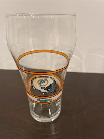 MIAMI DOLPHINS & COCA COLA 14OZ DRINKING GLASS NFL LOGO -RETIRED SOLD EACH Cover