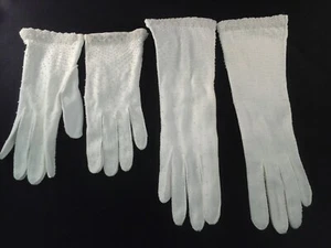 VTG Lot of 2 MCM Beaded Gloves HONG KONG Long/Short 1950s Ivory 7 fits sz 6 * - Picture 1 of 12