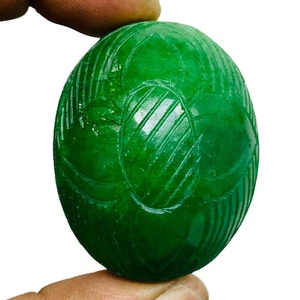 296.25 Cts Natural Carved Emerald Stunning Green Rare Huge Magnificent Gemstone - Picture 1 of 11