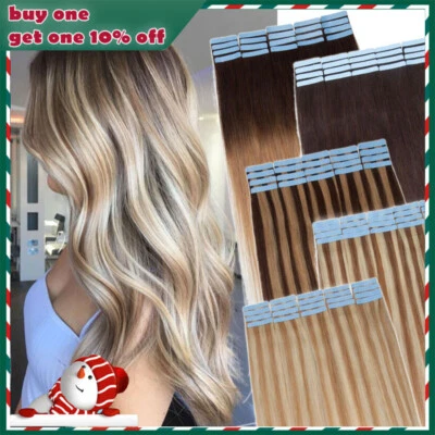 Cinta gruesa 100 % Remy en extensiones de cabello humano real trama de piel CABEZA COMPLETA Balayage Foto 1 de 4