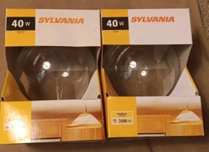 2 Sylvania G40 (Large) 40W Clear Standard Base Bulbs (5"diameter) - Picture 1 of 3