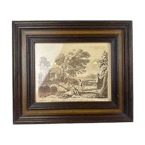 CLAUDE LE LORRAIN Mezzotint Engraving R Earlon Fecit Sepia Goldtone LANDSCAPE - Picture 1 of 18