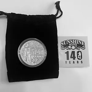 140 Year Anniversary Sunshine Mine RARE 1 Troy Oz .999 Fine Silver Round COA Bag - Picture 1 of 10