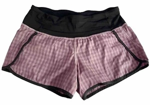 Pantalones Cortos Lululemon Para Mujer 4 Gin Gin Gingham Mauvelous Púrpura Negro Tiempos de Correr Usados en Excelente Condición z - Imagen 1 de 8