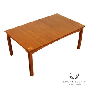 Stickley Mission Collection Oak Harvey Ellis Extendable Dining Table With Inlay - Picture 1 of 18