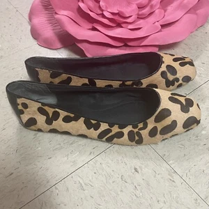 KATE SPADE NEW YORK Sz 9.5 Leopard Print Calf Hair/Patent Leather Ballet Flats - Picture 1 of 11