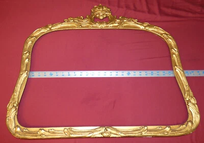 Antiguo marco de espejo de pared dorado dorado dorado barroco estilo rococó de madera tallada 28" x 20" Foto 1 de 4