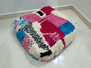 Handmade Moroccan Pouf colorful wool Ottoman Berber Footstool Floor Yoga Cushion - Picture 1 of 15