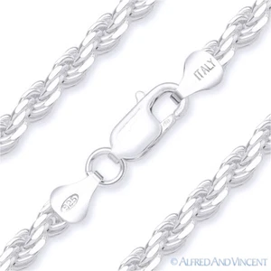 Pulsera de cadena italiana de corte diamante de 4,5 mm cuerda giratoria en Italia 925 plata esterlina - Imagen 1 de 2