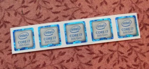 Lot de 5 autocollants Intel Core i7 8ème génération 18 x 18mm boitier badges pour ordinateur de bureau - Photo 1/2