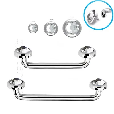 PAR DE BARRAS PERFORADORAS DE SUPERFICIE PLANA DE ACERO 316L roscadas internamente gema plana 14g Foto 1 de 3