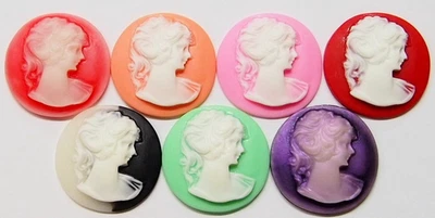 7 cabujón camafeo de resina cola de caballo vintage de 30 mm orientado a la derecha para mujer Foto 1 de 4