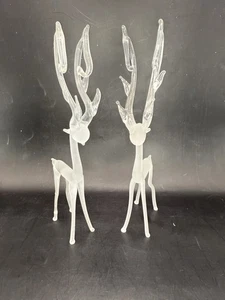 Juego de 2 renos de Navidad de vidrio soplado a mano Silverstri vintage de 8" - Imagen 1 de 19