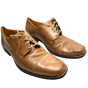 Sandro Moscoloni Beige Tan Mens Lace Up Oxfords Leather Dress Shoes sz 9 D - Picture 1 of 16