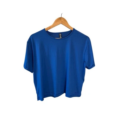 Under Armour Womens Small Blue Short Sleeve Cropped Athletic Training T Shirt - Image 1 of 4