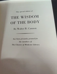 The Wisdom of the Body by Walter B. Cannon 1989 Special Edition - Picture 1 of 9