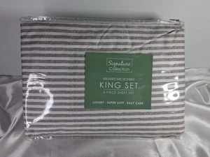 Batik de microfibra cepillada impresa Signature Collection 4 piezas Juego de sábanas tamaño king - Imagen 1 de 3