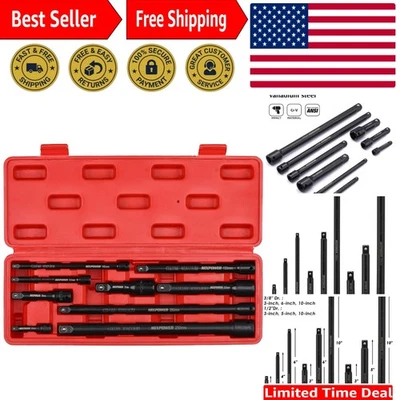 9-Piece Drive Socket Extension Set: 1/4", 3/8", 1/2" for Ultimate Safety - Image 1 of 4