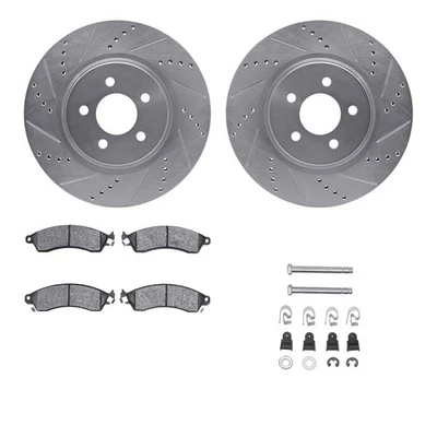 For Ford Mustang 94-04 Drilled & Slotted Front Brake Kit w Optimum Pads - Imagem 1 de 4