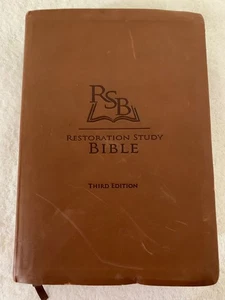 Restoration Study Bible 3rd Ed KJV Brown Classic Imitation Leather 2014 Good - Picture 1 of 14