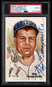 ROY CAMPANELLA PSA/DNA GRADED 9 MINT SIGNED PEREZ STEELE HOF POSTCARD #111 RARE! - Picture 1 of 2