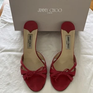 Jimmy Choo Cairo Raspberry Pink Leather Strappy Mule 3” Heel Slides Sandals 40 - Picture 1 of 5