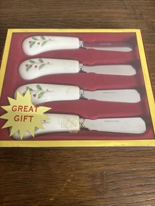 Lenox "Holiday" Holly & Berry Butter Käse Streuer Messer/Messer - 4er Set - Bild 1 von 3