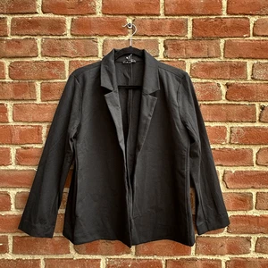 Eileen Fisher $278 Cotton Blend Ponte Notch Collar Blazer Jacket Black PP - Picture 1 of 12