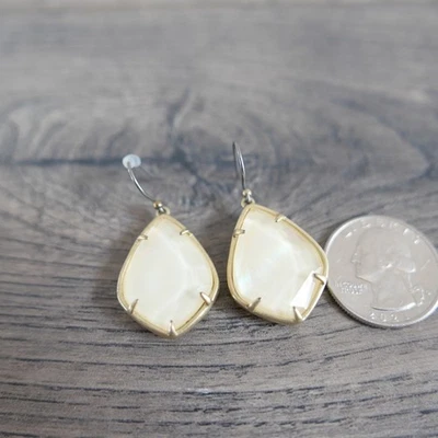 Lucky Brand Gold Large White Mother of Pearl Drop Earrings !!! - Image 1 of 3
