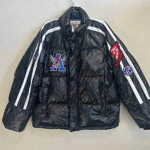 Avirex Herren 3XL Schwarz Varsity Puffer Mantel mit Patches Winterjacke - Bild 1 von 10