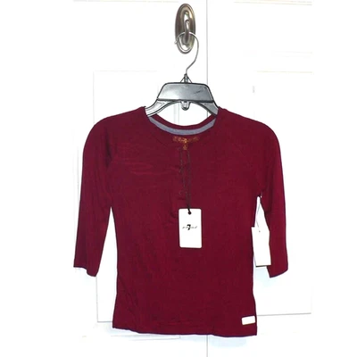7 Для всего человечества девочек длинный реглан рукав логотип Henley в рубиновый красный маленький $35 - Изображение 1 из 2