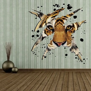  3d Wall Stickers Decals Bedroom Hanging Decoration Tiger Wallpaper - Picture 1 of 11