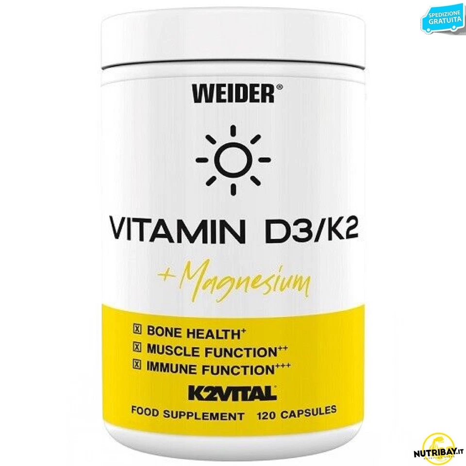 Weider Vitamin D3/K2 + Magnesium - 120 caps Vitamina d3 k2 e magnesio - Immagine 1 di 1