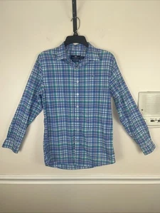 Vineyard Vines Boys Performance Bright Blue Multicolor Plaid Shirt Large, Summer - Picture 1 of 14